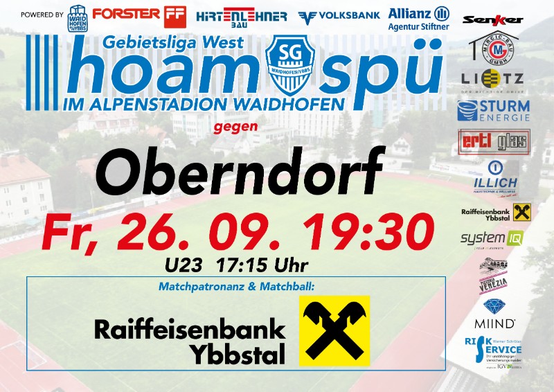 Nächstes Heimspiel der SGW gegen Oberndorf am Fr. 26.09.2025
